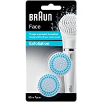 Braun 80-E Set de 2 Recambios para Cepillo Facial Exfoliante para depiladora Facial- Blanco-Azul